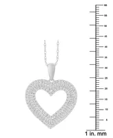 Diamond Round & Baguette Open Heart 18" Pendant Necklace (1/2 ct. t.w.) in 10k White Gold