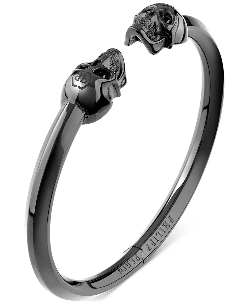 Philipp Plein Black-Tone Ip Stainless Steel 3D $kull Cuff Bracelet