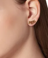 Philipp Plein Gold-Tone Ip Stainless Steel Pave 3D $kull & Plein Lettering Mismatch Stud Earrings