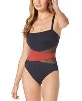 Coco Reef Women's Contours Level Bandeau Mesh Tummy-Control One-Piece Swimsuit