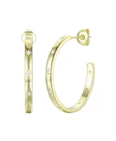 14K Gold Plated Cubic Zirconia Hoop Earrings