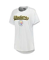 Women's Concepts Sport White, Charcoal Pittsburgh Steelers Sonata T-shirt and Leggings Sleep Set