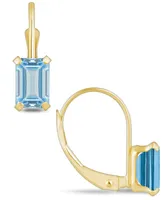 Macy's Aquamarine (1-1/10 Ct. T.w.) Leverback Earrings 10K Yellow Gold or White