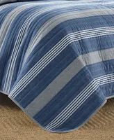 Nautica Saltmarsh Blue Cotton Reversible -Piece Quilt Set