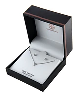 Gianni Bernini 2-Piece Cubic Zirconia Pave Heart Stud Necklace Set (1.09 ct. t.w.) in Sterling Silver