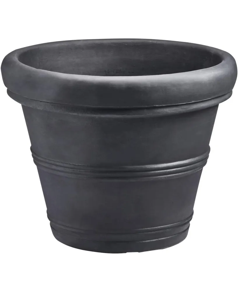 Crescent Garden Brunello Classic Rolled-Rim Plant Pot, Black, 27in