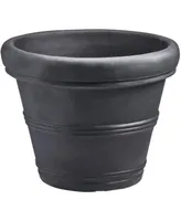 Crescent Garden Brunello Classic Rolled-Rim Plant Pot, Black, 27in