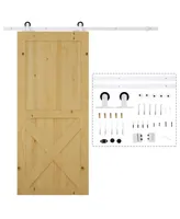 Homcom 6 Ft Modern Antique Style Sliding Barn Wood Door Hardware Closet Set