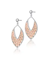 Genevive Classy Sterling Silver Two-Tone Dangling Earrings