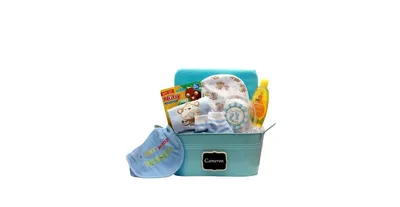 Gbds Baby Basics Gift Pail Blue - baby bath set - baby boy gift basket - new baby gift basket