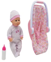 Dream Collection Baby Doll with toy Carrier Car Seat Gi-Go Dolls Kids 3 Piece Playset