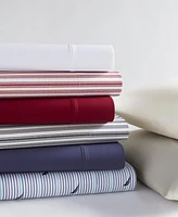 Nautica Solid Cotton Percale -Piece Sheet Set