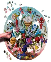 Eeboo Piece and Love Crazy Bug Bouquet 500 Piece Round Jigsaw Puzzle Set