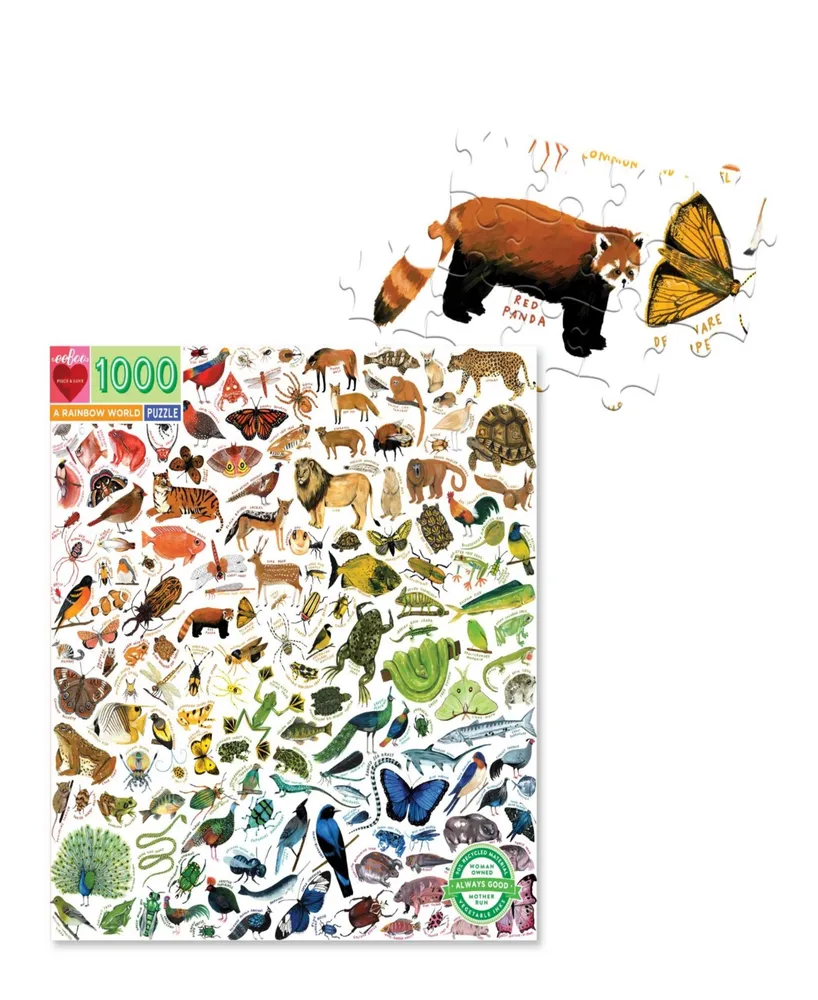 Eeboo Piece and Love A Rainbow World 1000 Piece Square Adult Jigsaw Puzzle Set