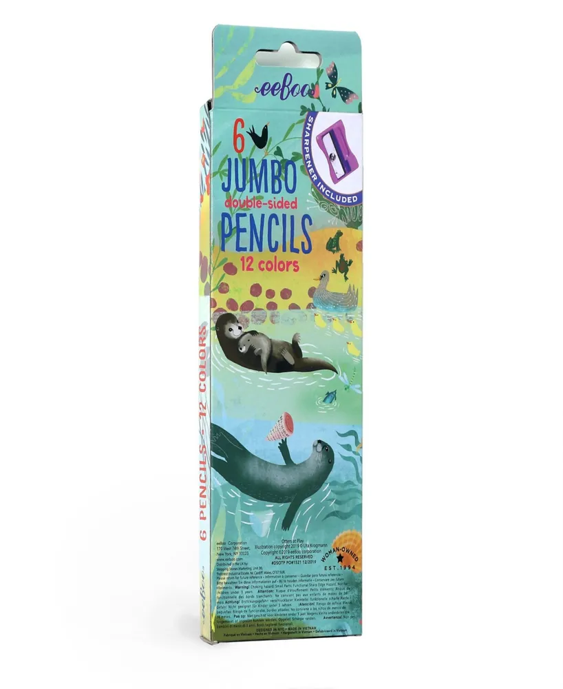 Eeboo Otters at Play Jumbo Double-Sided Color Pencils, Set of 7