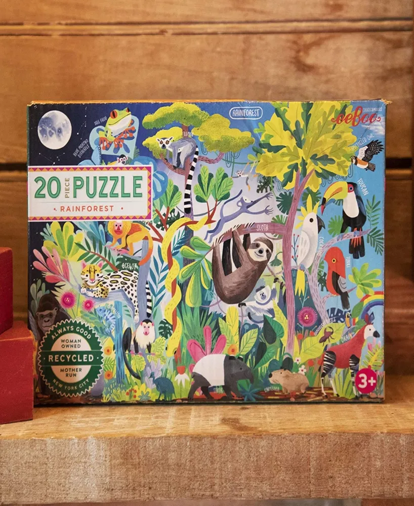 Eeboo Rainforest Life 20 Piece Jigsaw Puzzle Set