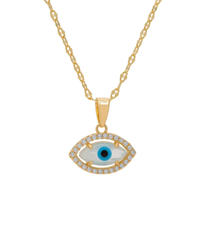 Macy's Mother of Pearl and Cubic Zirconia Evil Eye Pendant