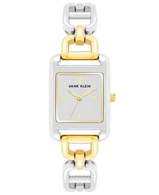 Anne Klein Women's Silver-Tone Alloy with Gold-Tone Alloy Open Link Bracelet Watch, 33mm