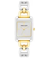 Anne Klein Women's Silver-Tone Alloy with Gold-Tone Alloy Open Link Bracelet Watch, 33mm