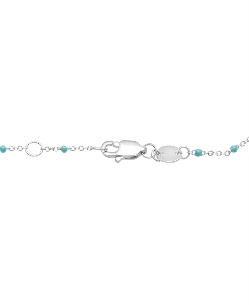 Aquamarine (1/5 ct. t.w.) & Enamel Bead Link Bracelet in Sterling Silver (Also in Additional Gemstones)