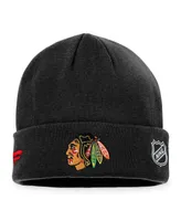 Men's Fanatics Black Chicago Blackhawks Authentic Pro Rink Cuffed Knit Hat