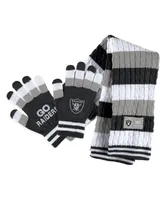 Women's Wear by Erin Andrews Las Vegas Raiders Striped Scarf and Gloves Set