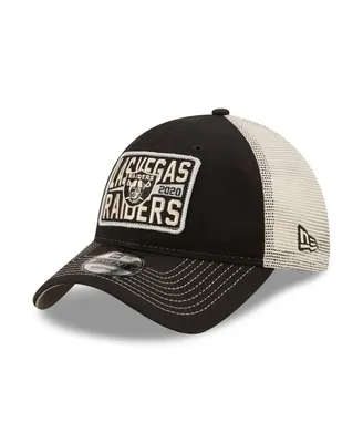 Men's New Era Black and Natural Las Vegas Raiders Devoted Trucker 9TWENTY Snapback Hat