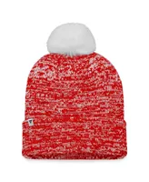Women's Fanatics Red Chicago Blackhawks Glimmer Cuffed Knit Hat with Pom