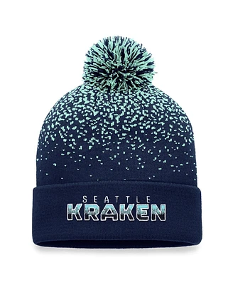 Men's Fanatics Deep Sea Blue Seattle Kraken Iconic Gradient Cuffed Knit Hat with Pom