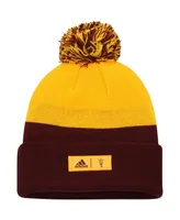 Men's adidas Maroon and Gold Arizona State Sun Devils Colorblock Cuffed Knit Hat with Pom