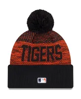 Men's New Era Navy Detroit Tigers Authentic Collection Sport Cuffed Knit Hat with Pom