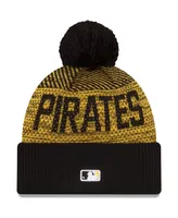 Men's New Era Black Pittsburgh Pirates Authentic Collection Sport Cuffed Knit Hat with Pom