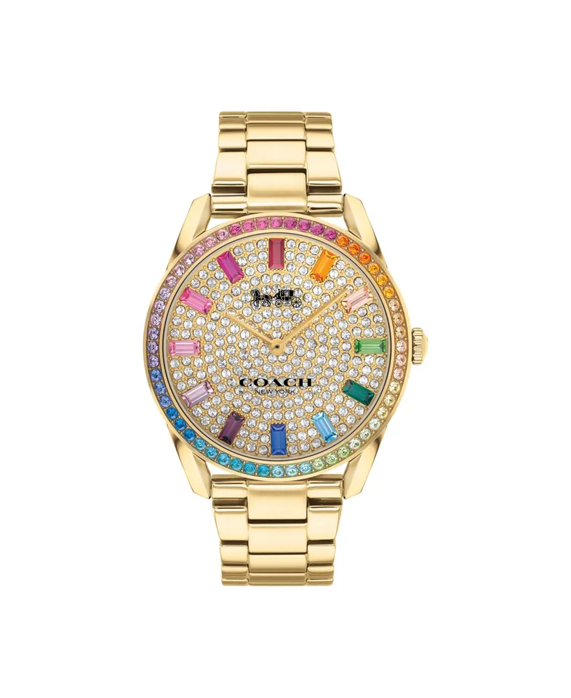 Coach Women's Preston Rainbow Gold-Tone Bracelet Watch 36mm - Gold