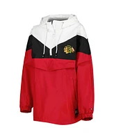 Women's Tommy Hilfiger Black, Red Chicago Blackhawks Staci Half-Zip Windbreaker Jacket