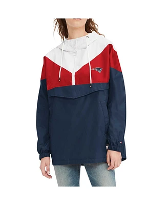 Women's Tommy Hilfiger White, Red New England Patriots Staci Half-Zip Hoodie Windbreaker Jacket
