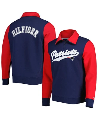 Men's Tommy Hilfiger Navy, Red New England Patriots Aiden Quarter-Zip Top