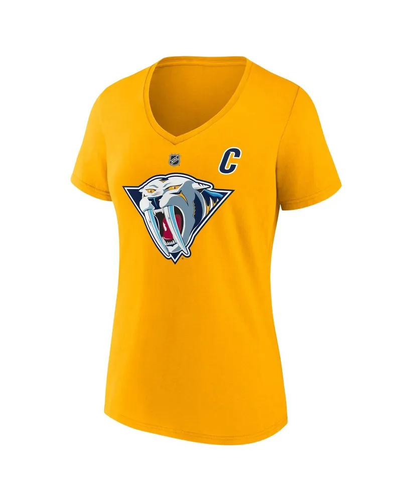 Women's Fanatics Roman Josi Yellow Nashville Predators Special Edition 2.0 Name and Number V-Neck T-shirt