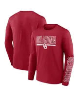 Men's Fanatics Crimson Oklahoma Sooners Modern Two-Hit Long Sleeve T-shirt