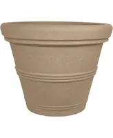 Tusco Products Rolled Rim Plastic Garden Pot, Sandstone, 13.5in