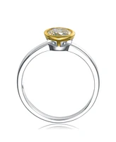 Genevive Circular Shaped Design 14K Gold Plated Sterling Silver Clear Cubic Zirconia Ring