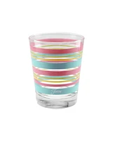 Fiesta Deco Fashion Peony Stripes Tapered Double Old Fashioned 4 Piece Glass Set, 15 oz