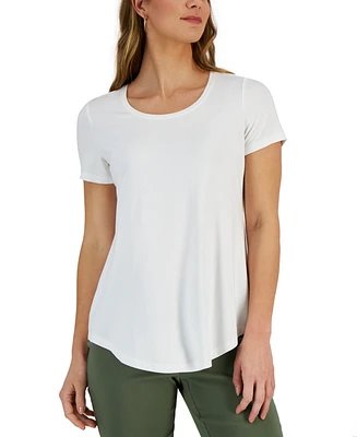 Jm Collection Women's Solid Scoop-Neck Short Sleeve Top