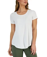 Jm Collection Women's Solid Scoop-Neck Short Sleeve Top