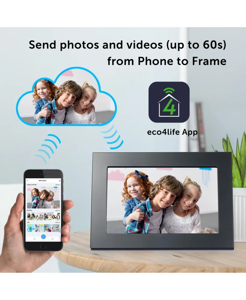 Eco4life 10.1" WiFi Digital Photo Frame with Photos/Videos sharing – Elegant Metal Frame