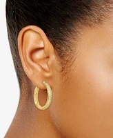 Textured Weave Small Hoop Earrings in 10k Gold, 25mm