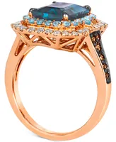 Le Vian Deep Sea Blue Topaz (3-1/2 ct. t.w.), Blue Topaz (1/4 ct. t.w.) & Diamond (7/8 ct. t.w.) Ring in 14k Rose Gold