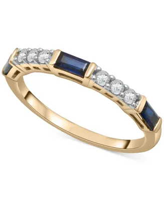 Lab-Grown Blue Sapphire (3/8 ct. t.w.) & Lab-Grown White Sapphire (1/5 ct. t.w.) Stack Ring in 14k Gold-Plated Sterling Silver
