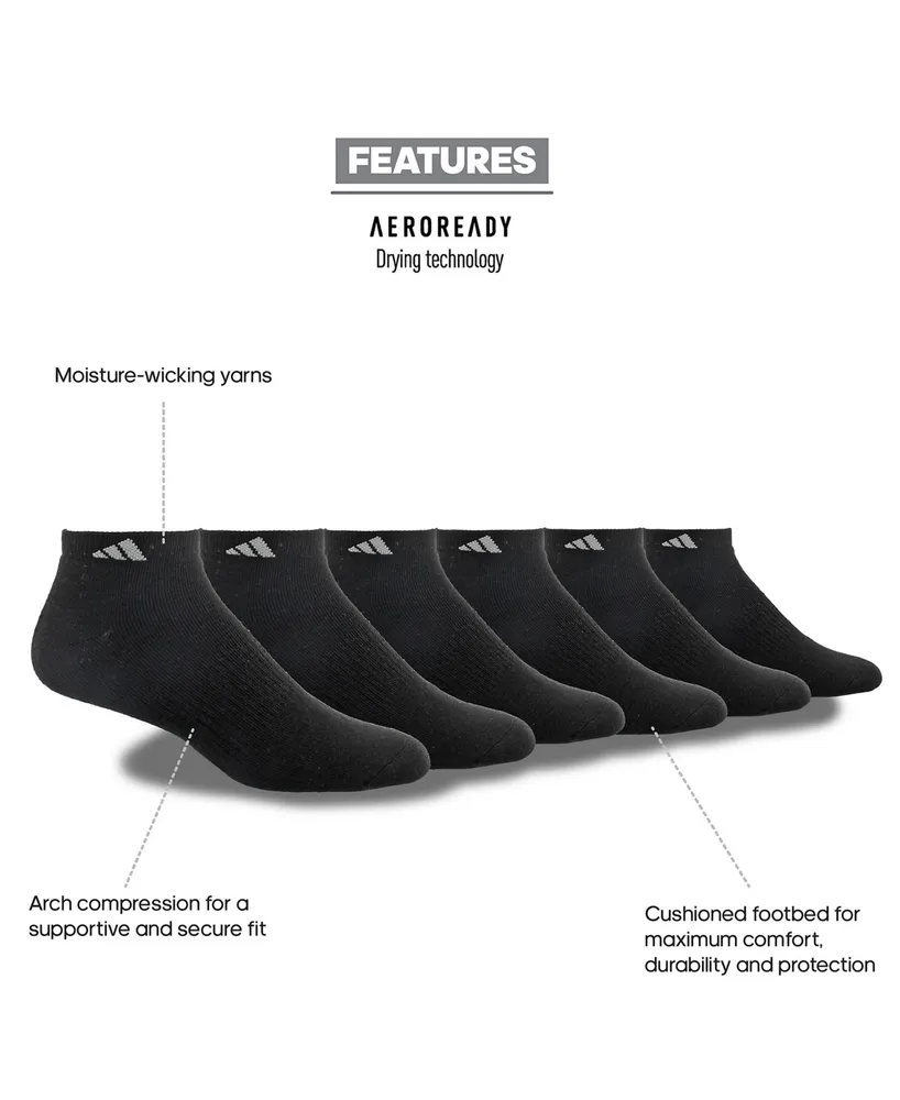 adidas Men's Cushioned Athletic 6-Pack Low Cut Socks