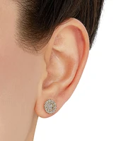 Diamond Cut Round Stud Earrings in 10k Two-Tone Gold