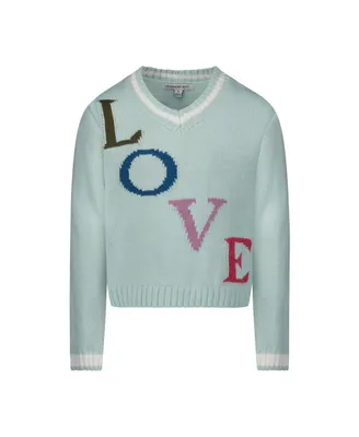 Steve Madden Big Girls Intarsia Knit V-Neck Pullover Sweater